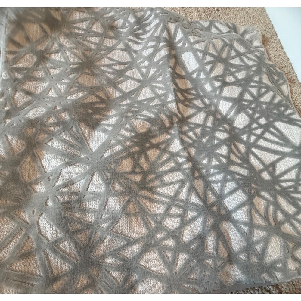 Set of 2 Gray Geometric Cut Velvet Throw Pillow Covers 22x22 Made in UK